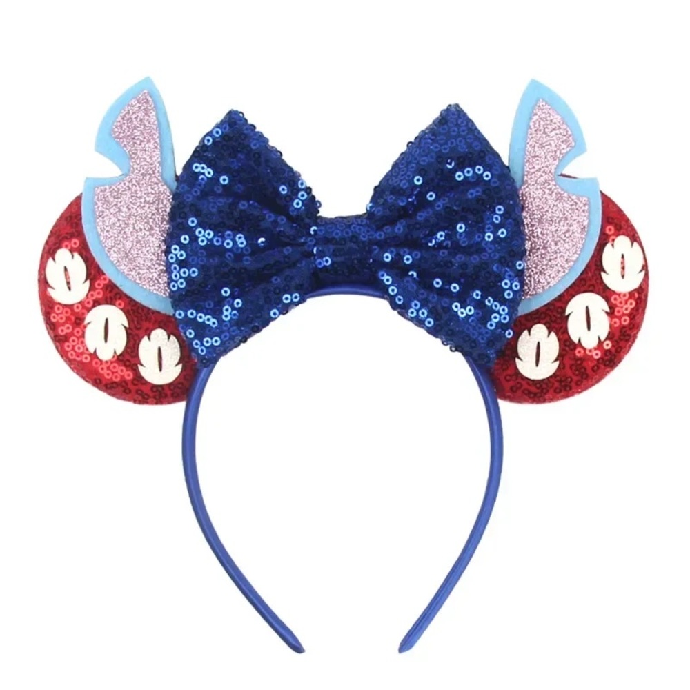 NEW NIP Lilo & Stitch Themed Sequined Disney Mickey Mouse Ears Headband Accesory